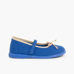 Menina Pisamonas Sapatos De Tela Tira Aderente Fina Com Laco