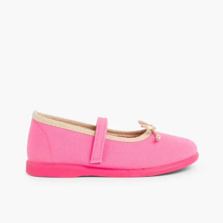 Menina Pisamonas Sapatos De Tela Tira Aderente Fina Com Laco