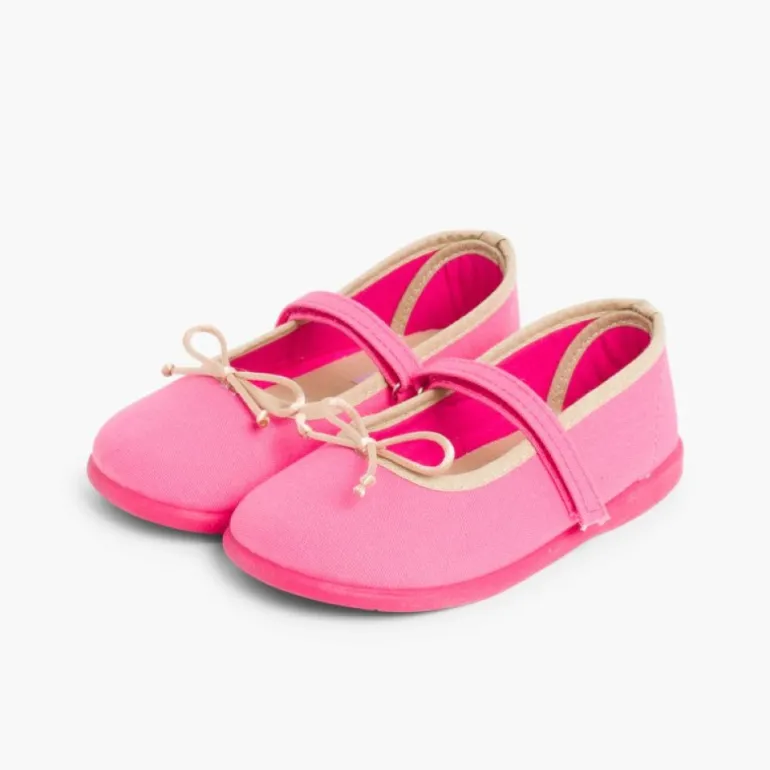 Menina Pisamonas Sapatos De Tela Tira Aderente Fina Com Laco