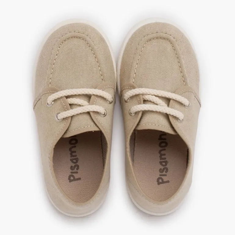 Menino Pisamonas Sapatos De Vela Lona Eco Sola Branca