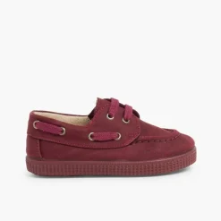 Menino Pisamonas Sapatos De Vela Lona Encerada Com Atacadores