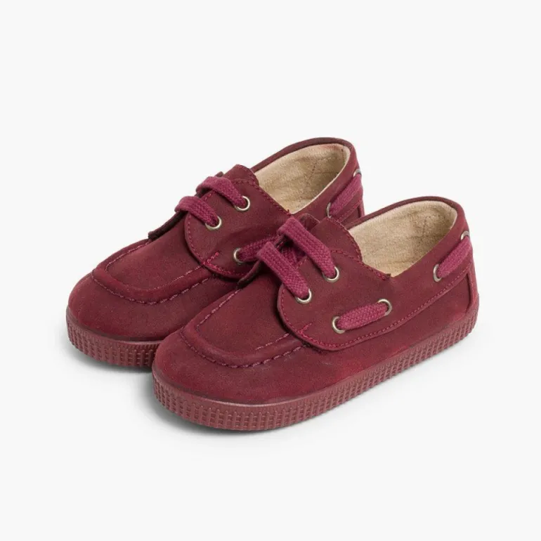 Menino Pisamonas Sapatos De Vela Lona Encerada Com Atacadores