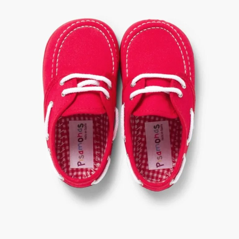 Menino Pisamonas Sapatos De Vela Tecido Com Atacadores