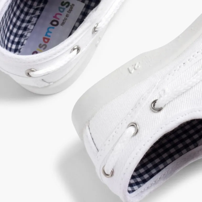 Menino Pisamonas Sapatos De Vela Tecido Com Atacadores