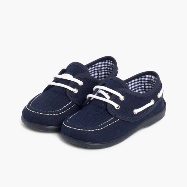 Menino Pisamonas Sapatos De Vela Tecido Com Atacadores