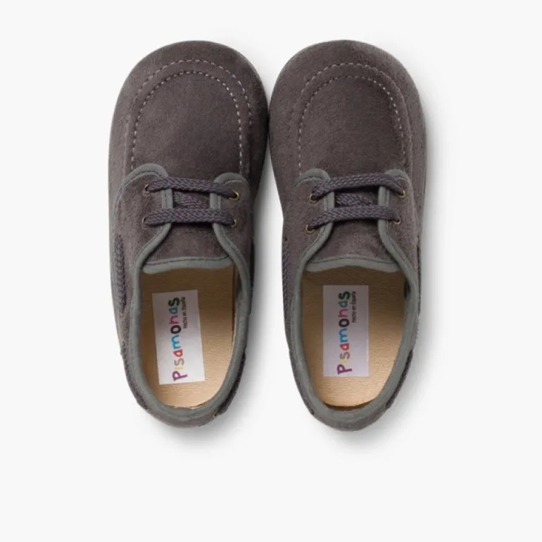 Menino Pisamonas Sapatos De Vela Tipo Camurca Com Atacadores