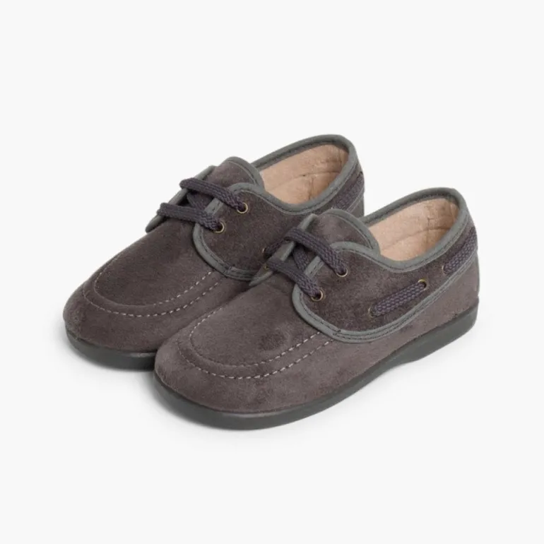 Menino Pisamonas Sapatos De Vela Tipo Camurca Com Atacadores