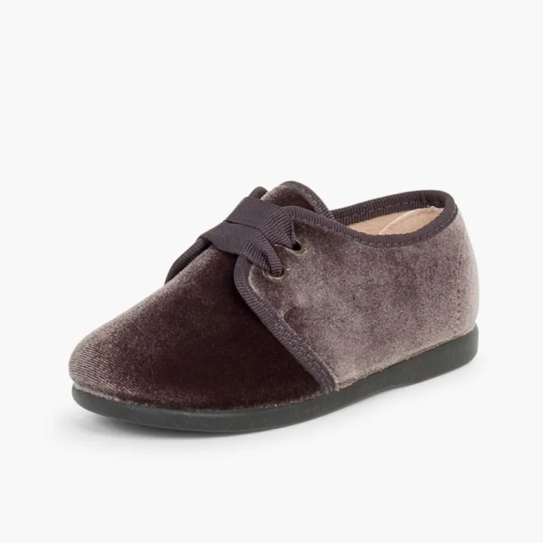 Menina Pisamonas Sapatos De Veludo Atacadores Gorgorao