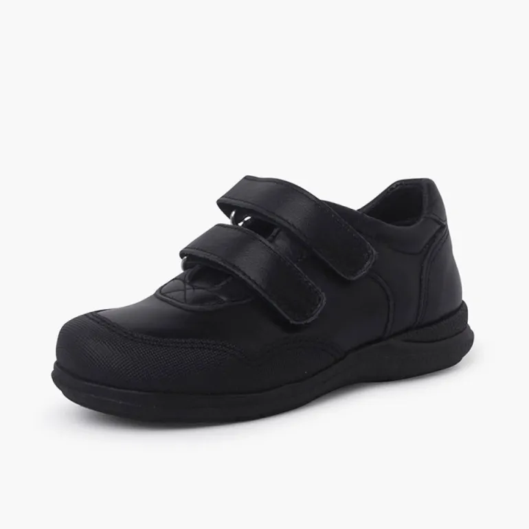 Menino Pisamonas Sapatos Escola Biqueira Reforcada Duplo Fecho