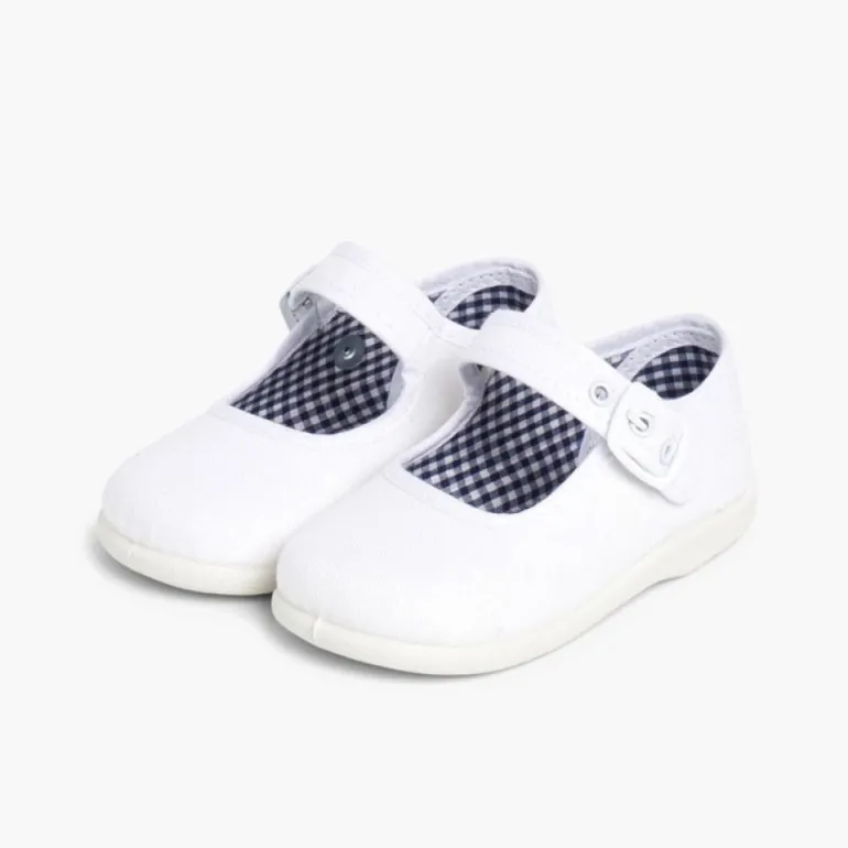 Menina Pisamonas Sapatos Merceditas De Lona Para Meninas