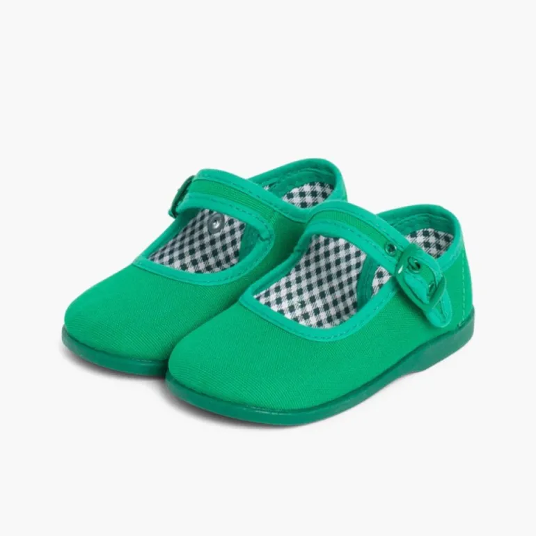Menina Pisamonas Sapatos Merceditas De Lona Para Meninas