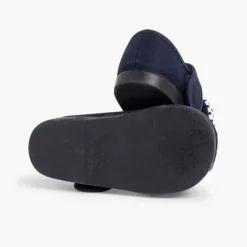 Menina Pisamonas Sapatos Merceditas De Lona Tiras Aderentes Laco Bolinhas