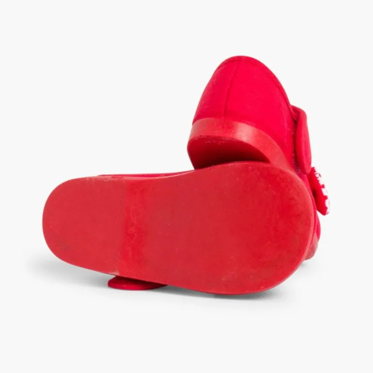 Menina Pisamonas Sapatos Merceditas De Lona Tiras Aderentes Laco Bolinhas