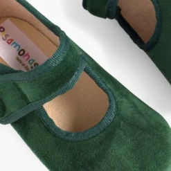 Menina Pisamonas Sapatos Merceditas De Veludo Com Botao Tiras Aderentes