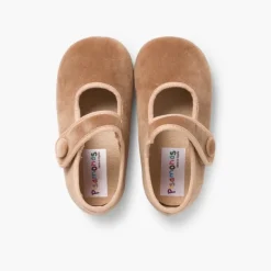 Menina Pisamonas Sapatos Merceditas De Veludo Com Botao Tiras Aderentes