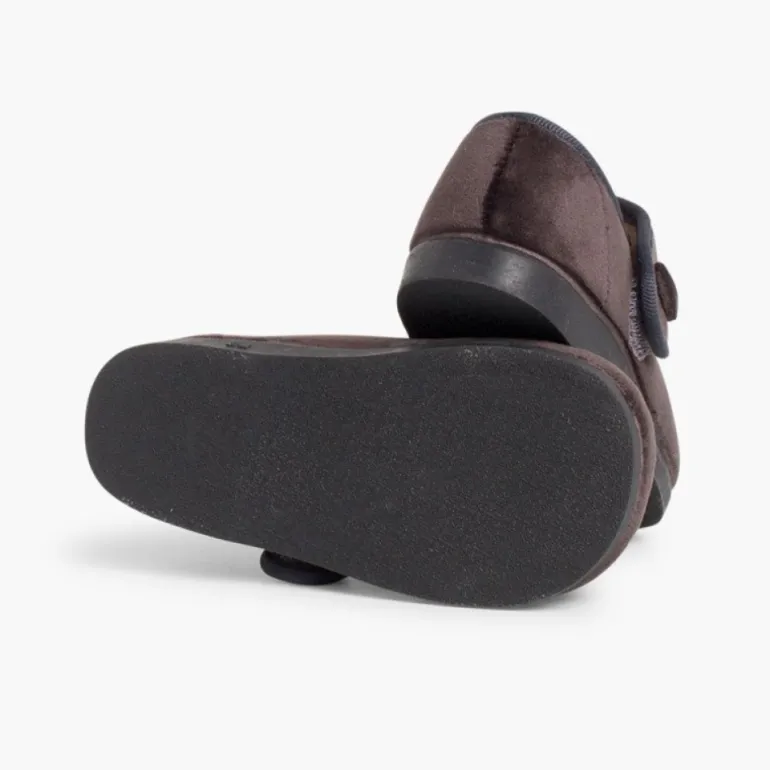 Menina Pisamonas Sapatos Merceditas De Veludo Com Botao Tiras Aderentes