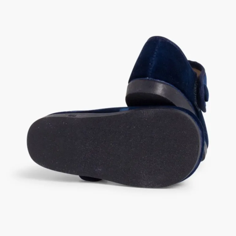 Menina Pisamonas Sapatos Merceditas De Veludo Com Botao Tiras Aderentes