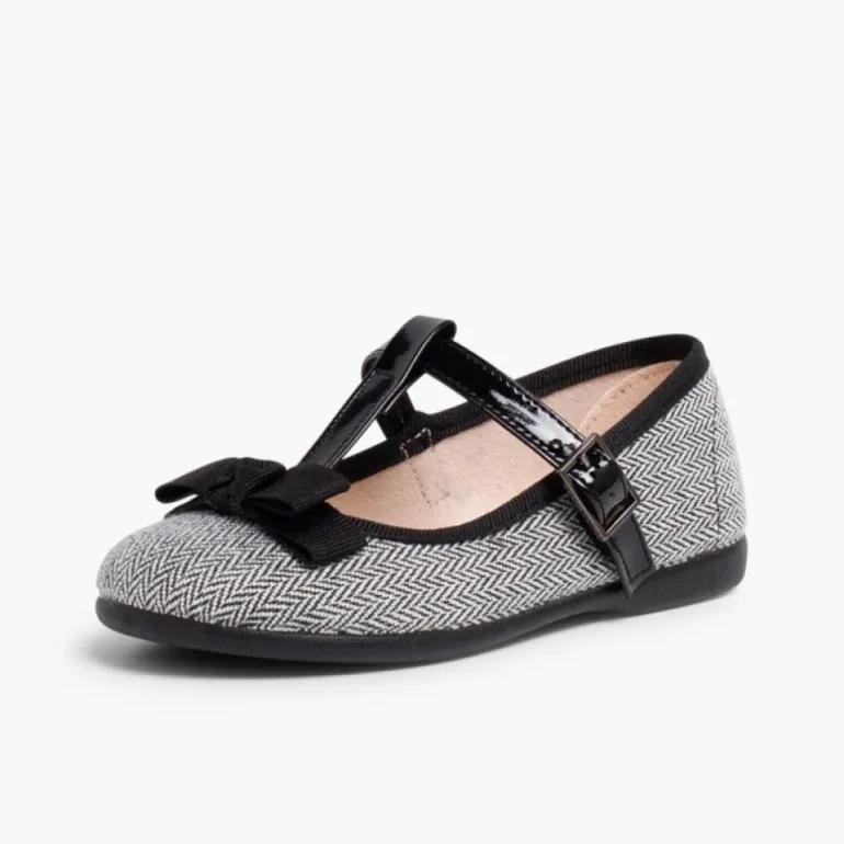 Menina Pisamonas Sapatos Merceditas Espiga Com Laco