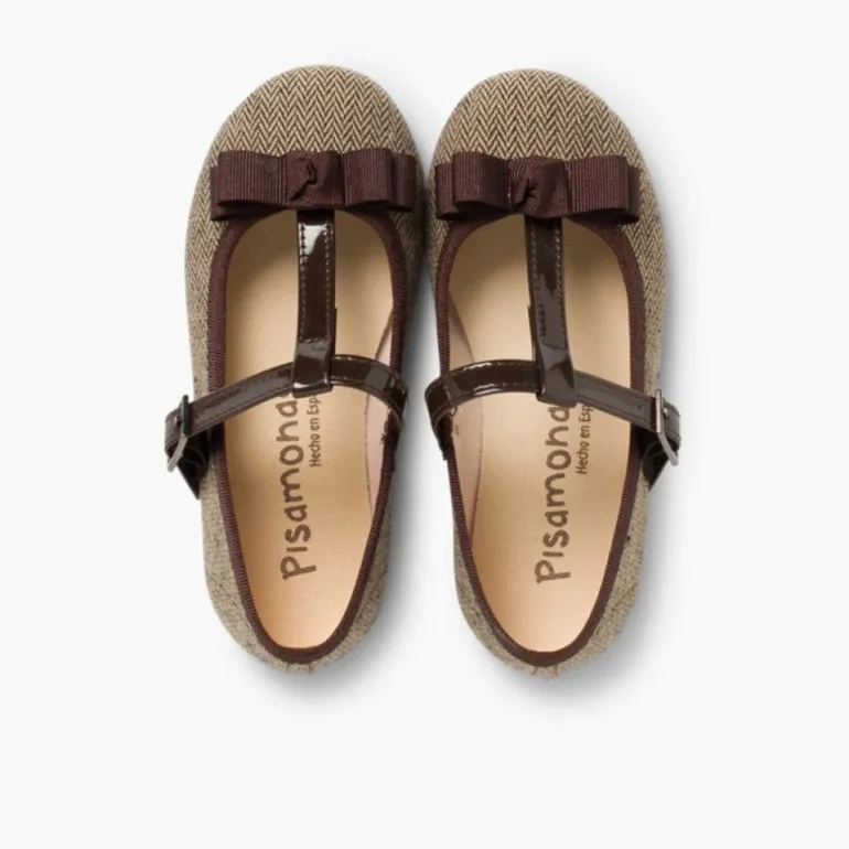 Menina Pisamonas Sapatos Merceditas Espiga Com Laco