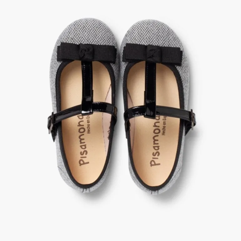 Menina Pisamonas Sapatos Merceditas Espiga Com Laco