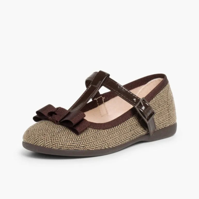 Menina Pisamonas Sapatos Merceditas Espiga Com Laco