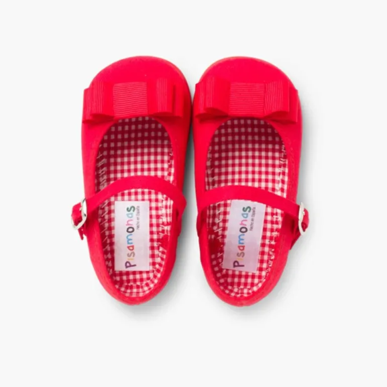 Menina Pisamonas Sapatos Merceditas Lona Laco Duplo