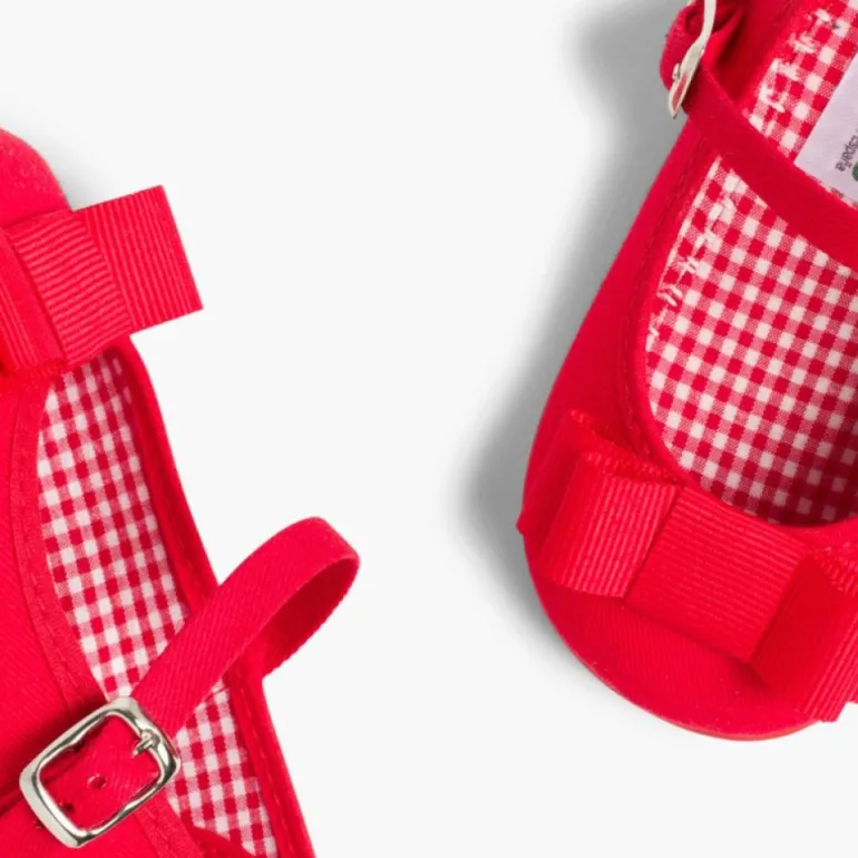 Menina Pisamonas Sapatos Merceditas Lona Laco Duplo