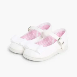 Menina Pisamonas Sapatos Merceditas Lona Laco Duplo
