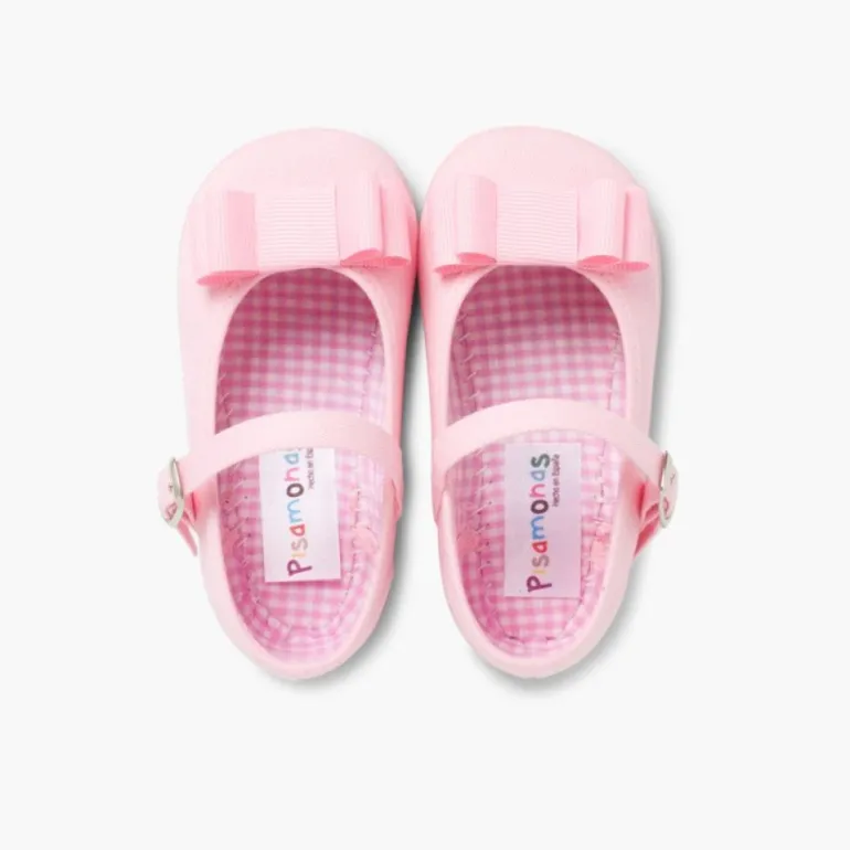 Menina Pisamonas Sapatos Merceditas Lona Laco Duplo