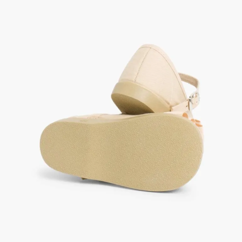 Menina Pisamonas Sapatos Merceditas Lona Laco Duplo