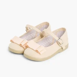 Menina Pisamonas Sapatos Merceditas Lona Laco Duplo