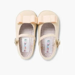 Menina Pisamonas Sapatos Merceditas Lona Laco Duplo