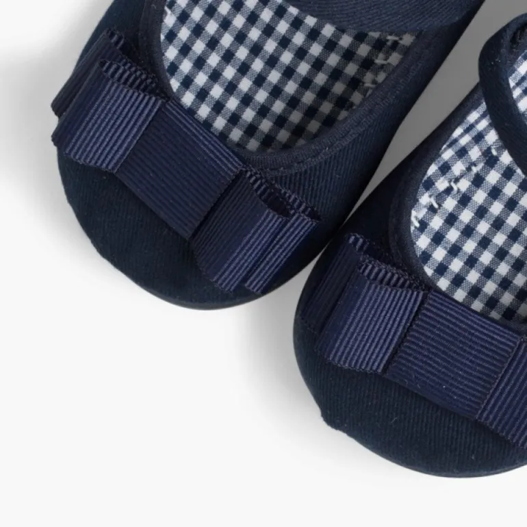 Menina Pisamonas Sapatos Merceditas Lona Laco Duplo