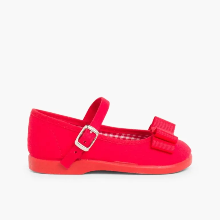 Menina Pisamonas Sapatos Merceditas Lona Laco Duplo