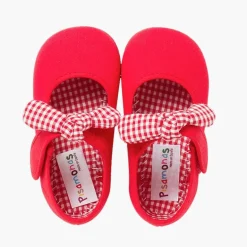 Menina Pisamonas Sapatos Merceditas Lona Tiras Aderentes Com Laco De Vichy