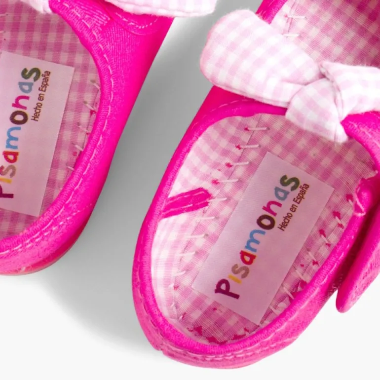 Menina Pisamonas Sapatos Merceditas Lona Tiras Aderentes Com Laco De Vichy