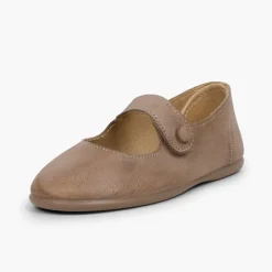 Menina Pisamonas Sapatos Merceditas Menina Pele Tiras Aderentes Botao