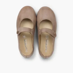 Menina Pisamonas Sapatos Merceditas Menina Pele Tiras Aderentes Botao