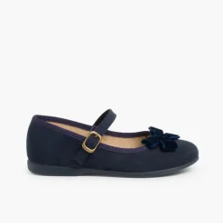 Menina Pisamonas Sapatos Merceditas Menina Fivela Laco Veludo