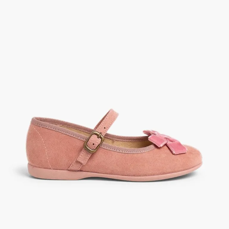 Menina Pisamonas Sapatos Merceditas Menina Fivela Laco Veludo