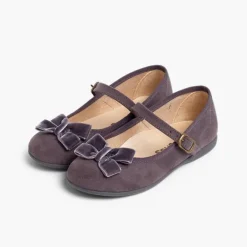 Menina Pisamonas Sapatos Merceditas Menina Fivela Laco Veludo