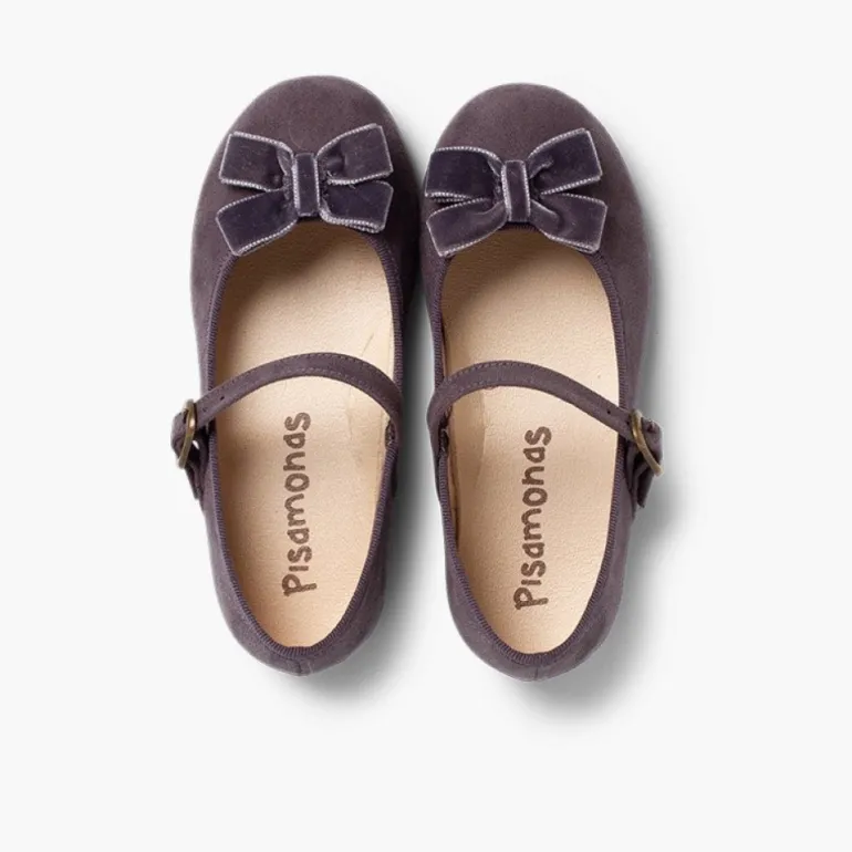 Menina Pisamonas Sapatos Merceditas Menina Fivela Laco Veludo