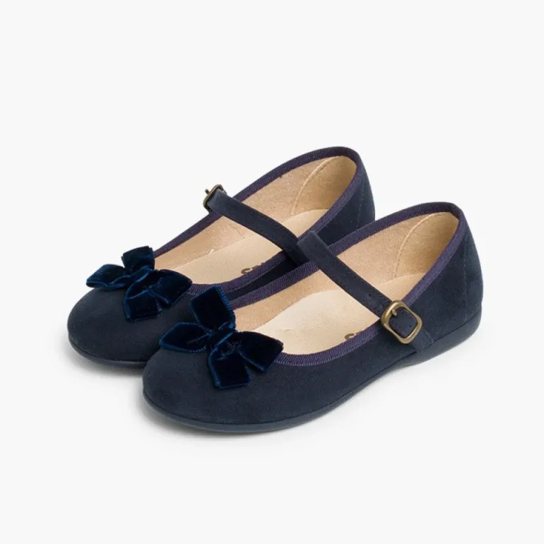Menina Pisamonas Sapatos Merceditas Menina Fivela Laco Veludo