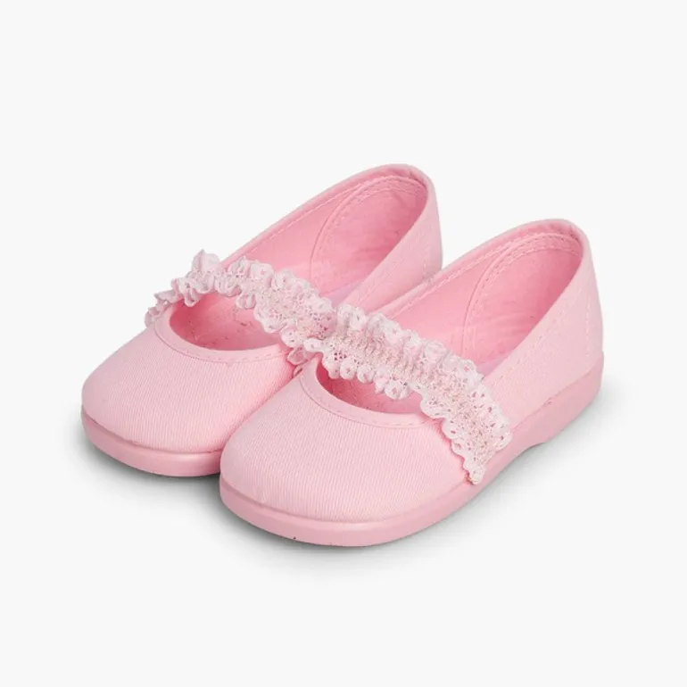 Menina Pisamonas Sapatos Merceditas Menina Tira Elastica Renda