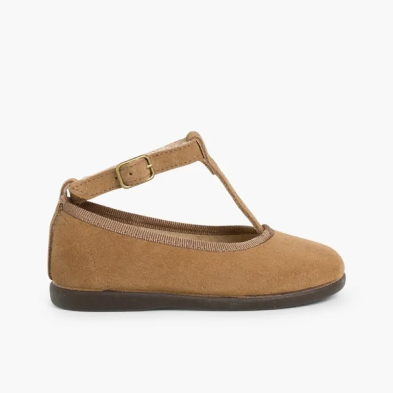 Menina Pisamonas Sapatos Merceditas Menina Camurca Com Fecho Pulseira