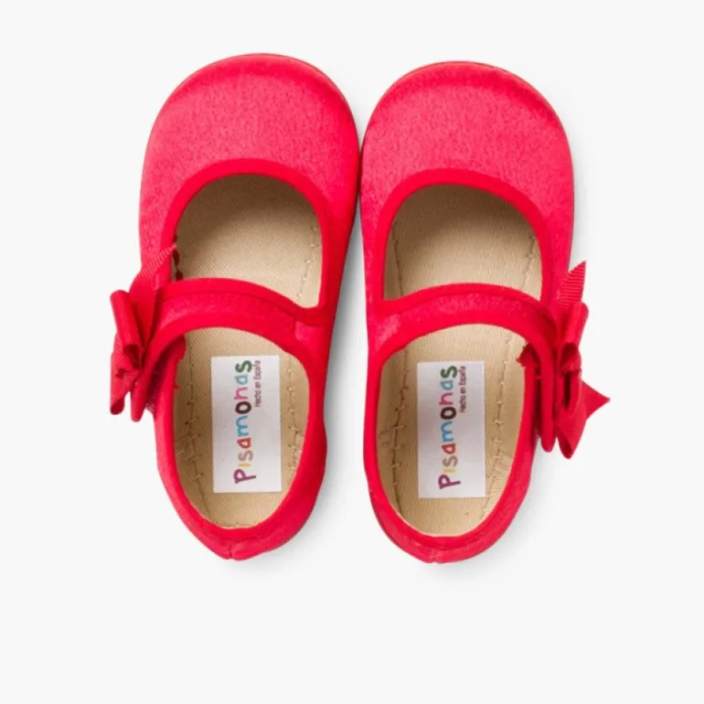 Menina Pisamonas Sapatos Merceditas Menina De Cetim Com Tiras Aderentes