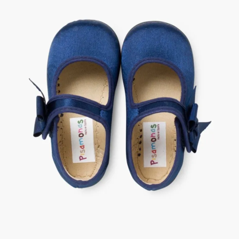 Menina Pisamonas Sapatos Merceditas Menina De Cetim Com Tiras Aderentes