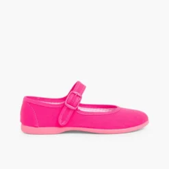 Menina Pisamonas Sapatos Merceditas Tecido Com Fivela Tamanhos Grandes