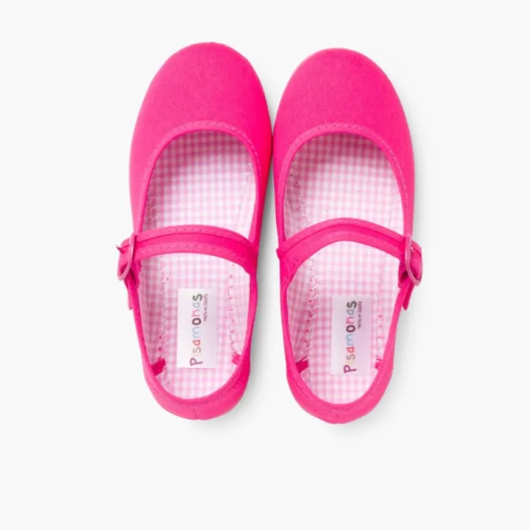 Menina Pisamonas Sapatos Merceditas Tecido Com Fivela Tamanhos Grandes