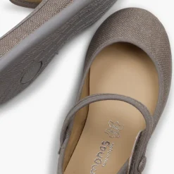 Menina Pisamonas Sapatos Merceditas Tiras Aderentes Em Linho Metalizado